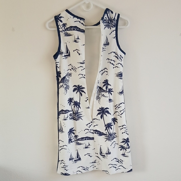 Hobbs London Dress White With Navy Nautical Print Sleeveless Size 2 - Picture 7 of 10